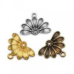 Pendentif demi fleur marguerite en Métal/Zamak 21x13mm