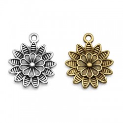 Pendentif fleur Dahlia en Métal/Zamak 19mm