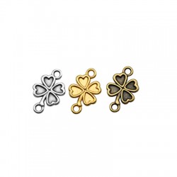 Connettore in Metallo Zama Fiore Quadrifoglio Cuori 12x13mm