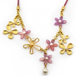 Pendentif fleurs en Métal/Zamak 20x32mm