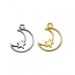 Pendentif lune avec étoile en Métal/Zamak 15x16mm