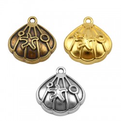 Colgante de Metal Zamak Concha y Estrella de Mar 20x18mm