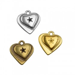 Zamak Charm 2 Hearts 15x14mm