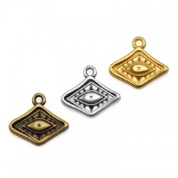 Zamak Charm Rhombus with Eye 15x11mm
