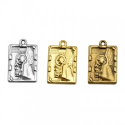 Colgante de Metal Zamak Rectangular con Ángel 14x19mm