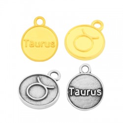 Charm rond Signe Astrologique Taureau en Zamak 12 mm