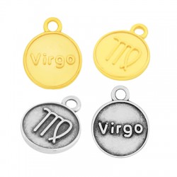 Colgante de Metal Zamak Redondo Signo Zodiacal Virgo 12mm