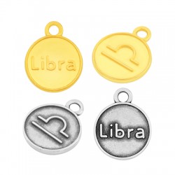 Charm rond en Zamak Signe Astrologique Balance 12 mm