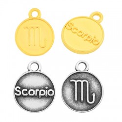 Colgante de Metal Zamak Redondo Signo Zodiacal Escorpio 12mm