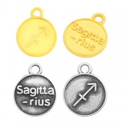 Colgante Metal Zamak Redondo Signo Zodiacal Sagitario 12mm
