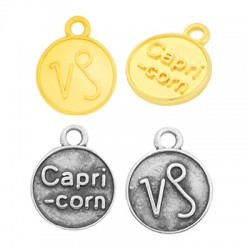 Charm rond en Zamak Signe Astrologique Capricorne 12 mm