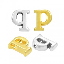 Zamak Letter Bead "p/q" 6x8mm Ø1.5mm