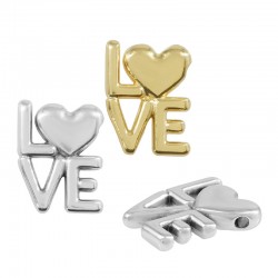 Charm en Zamak « LOVE » avec cœur 14 x 18 mm Ø 2 mm