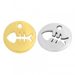 Breloque disque arête de poisson en zamac 12mm