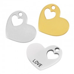 Μεταλλικό Ζάμακ Χυτό Μοτίφ Καρδιά "LOVE" 18mm