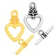 Zamak Toggle Clasp Heart with Bar 12x18mm