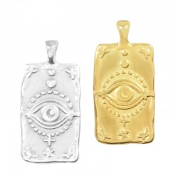 Étiquette en Zamak avec Croix et Étoile « Evil Eye » 12 x 20 mm