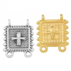 Conector de Metal Zamak Cuadrado con Cruz y Anillas 16mm