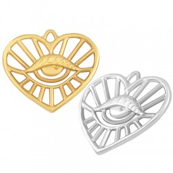 Pendentif cœur en Zamak avec œil Maléfique 35 x 30 mm