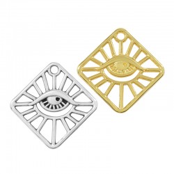 Pendentif en Zamak en Forme de Losange avec œil Maléfique et Lignes 35 mm