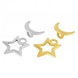 Fermoir à Bascule en Zamak Étoile et lune 14 mm et 19 mm