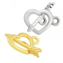 Zamak Toggle Clasp Heart 20mm Arrow 14x12mm