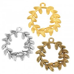 Pendentif en Zamak Couronne avec Fleurs 28 mm