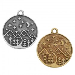 Pendentif rond en Zamak avec Paysage 25 mm