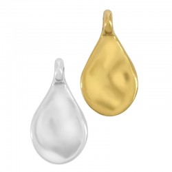 Zamak Charm Teardrop Hammered 10x15mm Ø1.6mm