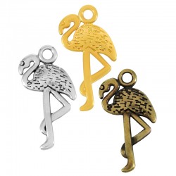 Breloque en Zamak Flamant rose 12 x 23 mm