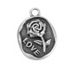 Ciondolo in Zama Ovale con Rosa e Scritta "LOVE" 15x21mm