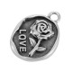 Ciondolo in Zama Ovale con Rosa e Scritta "LOVE" 15x21mm