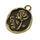 Ciondolo in Zama Ovale con Rosa e Scritta "LOVE" 15x21mm