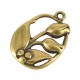 Zamak Charm Oval with Flowers & Leaves 13x23mm