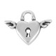 Zamak Charm Padlock Heart with Wings 18x13mm