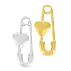 Pendentif Zamak Épingle de Sûreté avec cœur 30 x 12 mm