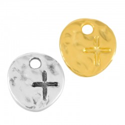 Zamak Charm Round with Cross 8mm