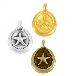 Charm rond en Zamak avec Étoile de mer 11 mm