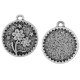Breloque Ronde Martelée en Zamak avec Fleur 18 mm