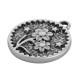 Breloque Ronde Martelée en Zamak avec Fleur 18 mm