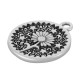 Zamak Charm Round Hammered with Daisy Flower & Stars 18mm