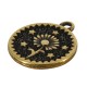 Zamak Charm Round Hammered with Daisy Flower & Stars 18mm
