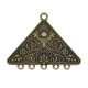 Pendentif Triangulaire en Zamak avec Fleurs et 5 Anneaux 59 x 37 mm