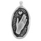 Colgante de Metal Zamak Ovalado con Mano y Corazón 12x21mm