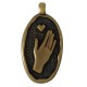 Colgante de Metal Zamak Ovalado con Mano y Corazón 12x21mm