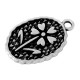 Breloque Ovale en Zamak Martelé « La vie » avec Fleur 15 x 20 mm