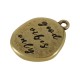 Charm en Zamak Martelé Irrégulier « good Vibes » avec rose 17 x 20 mm