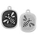 Charm Carré Martelé en Zamak avec Abeille 16 x 18 mm