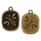 Colgante de Metal Zamak Cuadrado Martillado con Abeja 16x18mm