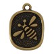 Charm Carré Martelé en Zamak avec Abeille 16 x 18 mm